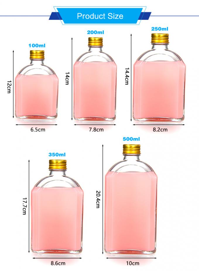 Botellas de jugo de vidrio herméticas de 8 oz Flasca plana para licor whisky kombucha 1