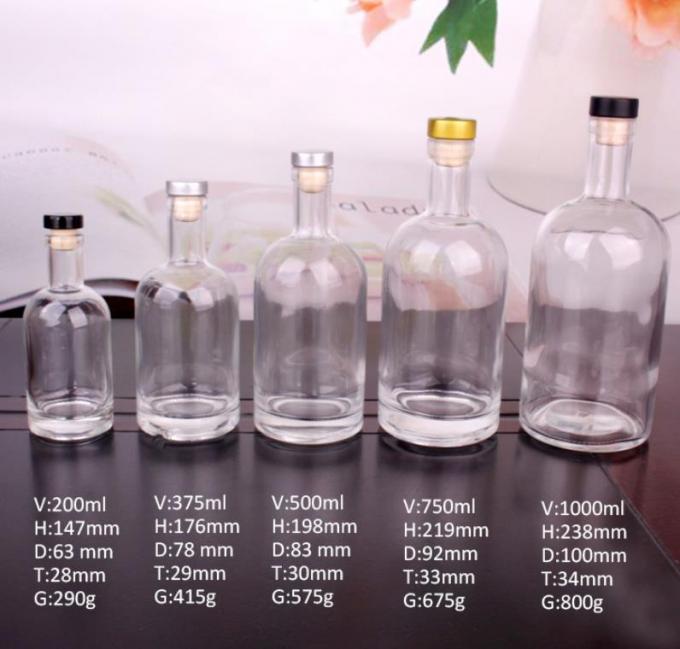 Precio barato750ml Flint botellas de licor de vidrio personalizado Impreso para cóctel whisky ron 1