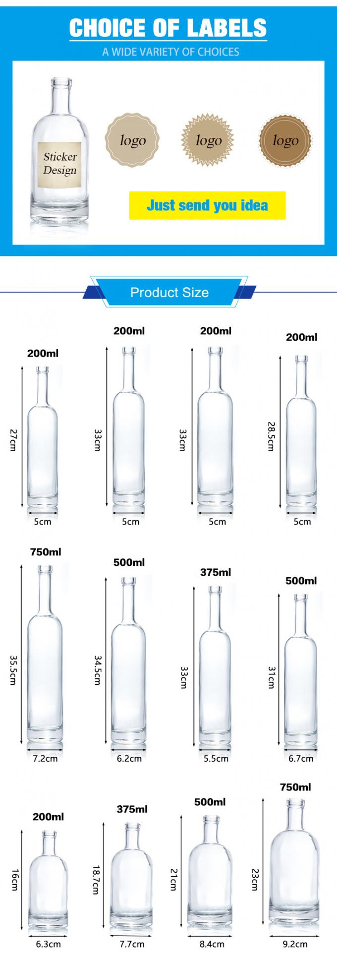 Precio barato750ml Flint botellas de licor de vidrio personalizado Impreso para cóctel whisky ron 7