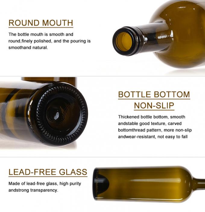 Custom Logo Glossy Black Brown Recycled Wine Bottles Glasses Wine Bottles with Screw Cap
