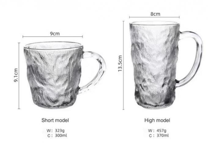 300 ml de tazas de café de cristal glaciar de vidrio con mango 1
