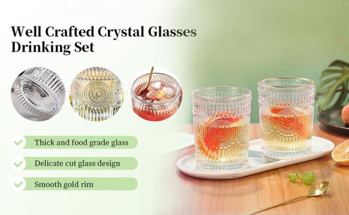 Ventosas de cristal helado con solábrido en relieve para agua de café 3