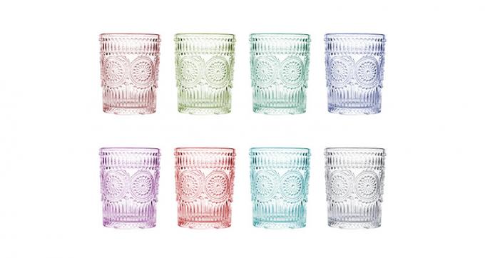 Ventosas de cristal helado con solábrido en relieve para agua de café 6