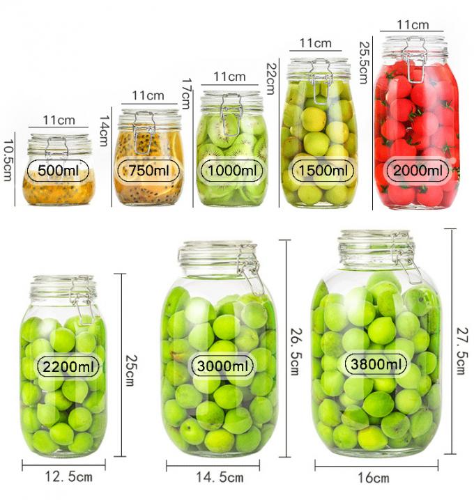 Uso de fábrica de alimentos 1 oz 4 oz 8 oz de forma redonda Contenedor de almacenamiento vacío transparente Jarras de vidrio de alimentos con tapa de clip 6