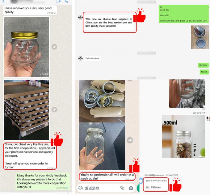 Almacenamiento de cocina a prueba de fugas Impreso a medida Jarrón de vidrio vacío Mason Con tapas 9