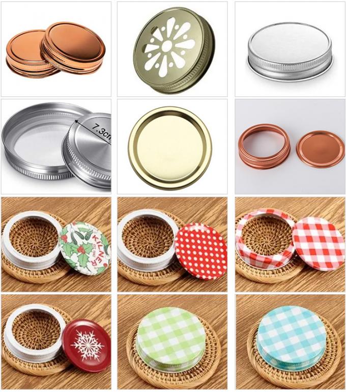 Diseño personalizado 8 Oz 16 Oz Contenedor de almacenamiento de alimentos Jarrón de vidrio Mason con tapas 4