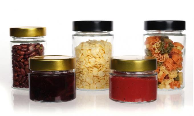 Venta al por mayor de vidrio barata transparente mermelada de chile sellada de lujo Hexagon jar de miel 1