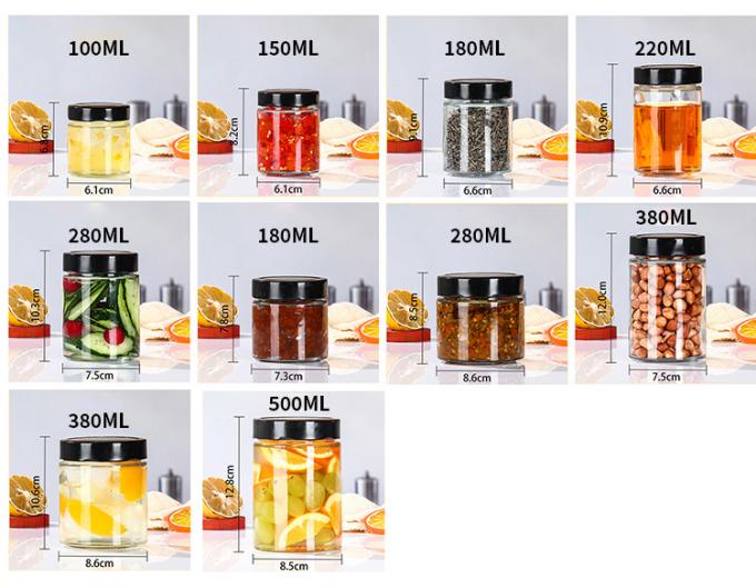 Venta al por mayor de vidrio barata transparente mermelada de chile sellada de lujo Hexagon jar de miel 4