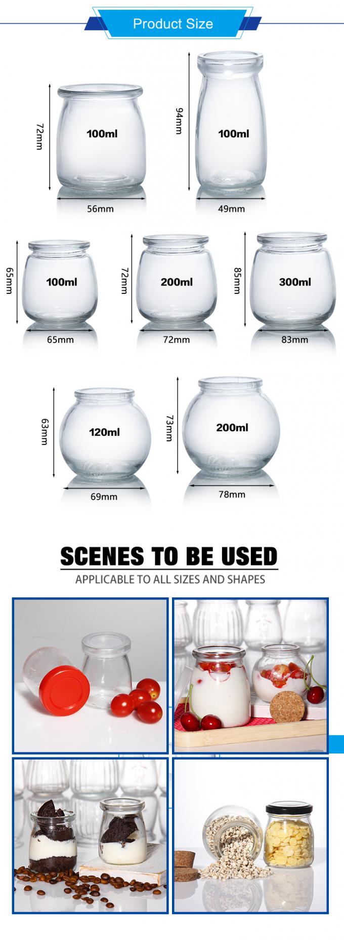 100 ml 200 ml mini redondo cristal claro leche yogur pudín tarro con tapones de madera 1