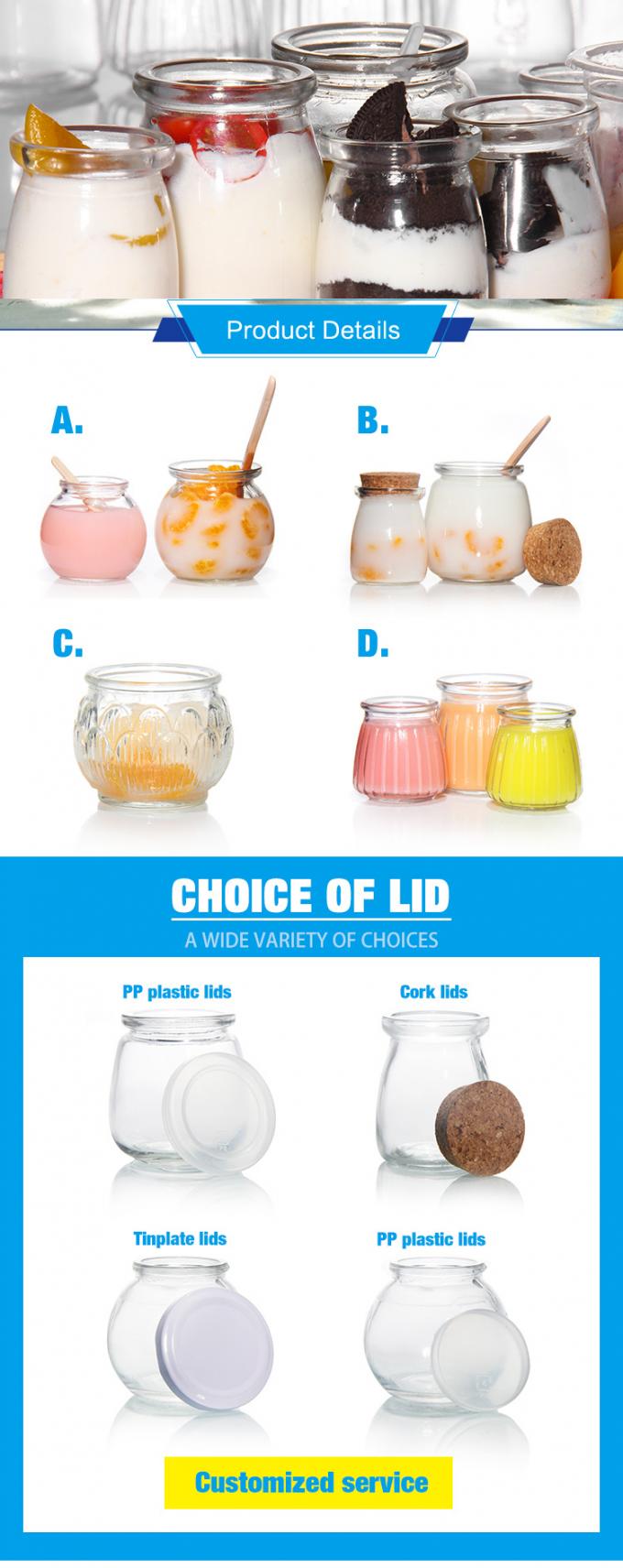 100 ml 200 ml mini redondo cristal claro leche yogur pudín tarro con tapones de madera 0