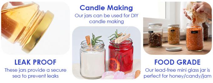 300 ml 200 ml 100 ml mayorista Hexagon Vidrio Mason Jar Jam Jar Miel Jar Con tapa de tornillo de metal 3