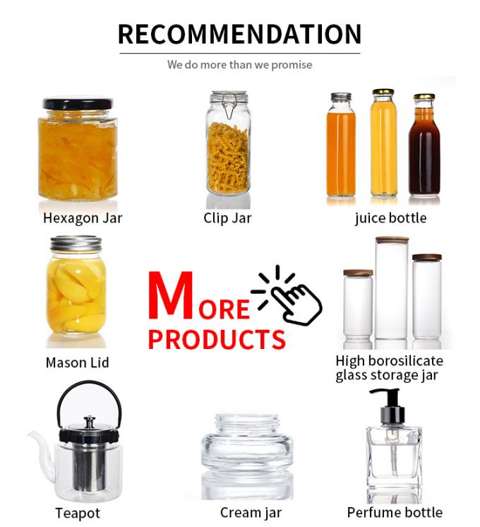 Jarrón de almacenamiento hexagonal vacío Contenedor de cocina de vidrio con tapas metálicas 5
