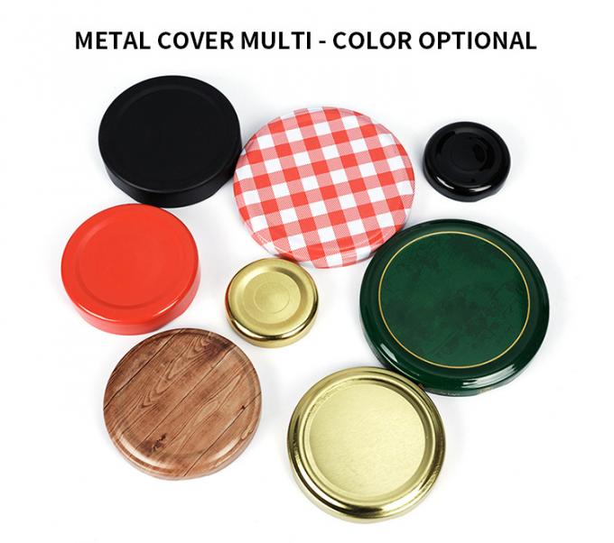 Jarrón de almacenamiento hexagonal vacío Contenedor de cocina de vidrio con tapas metálicas 3
