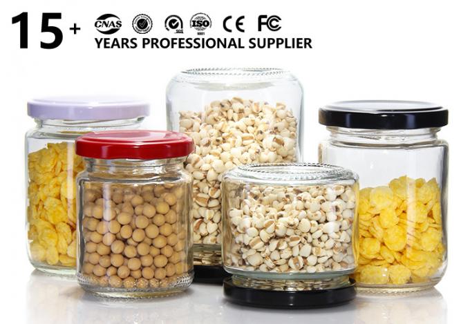 Jar de vidrio de alta calidad personalizado Jar de almacenamiento de grado alimenticio con tapa de aluminio 0