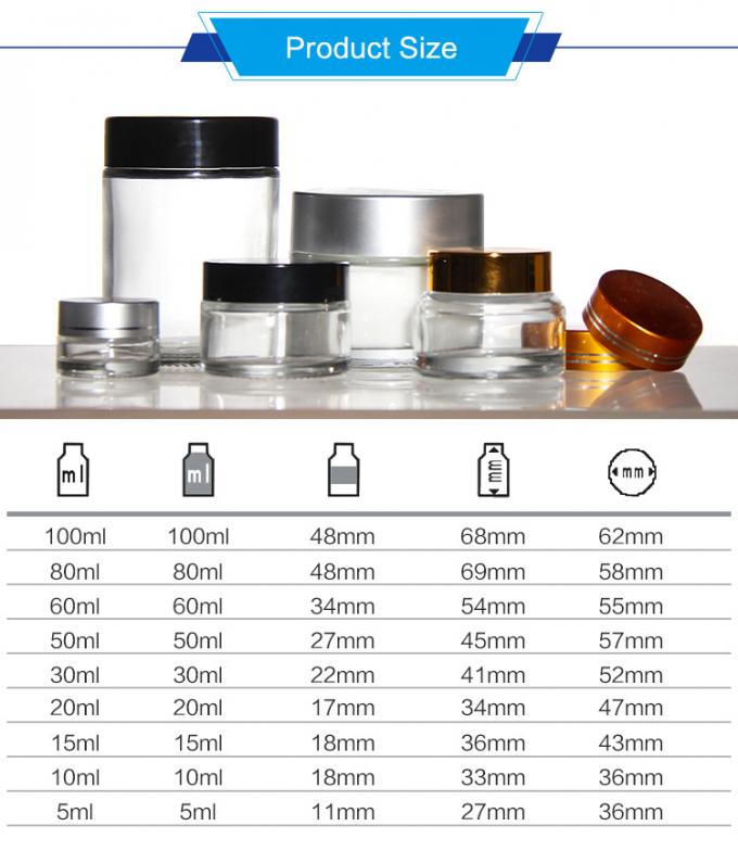 Cosméticos de colores de ODM Jarrones de vidrio de crema con tapa de acacia dorada 1