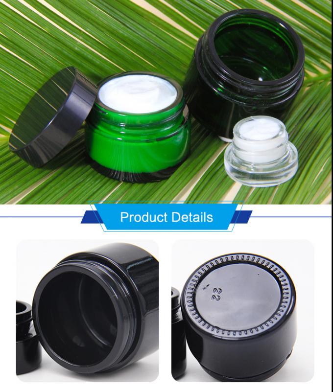 Cosméticos de colores de ODM Jarrones de vidrio de crema con tapa de acacia dorada 0