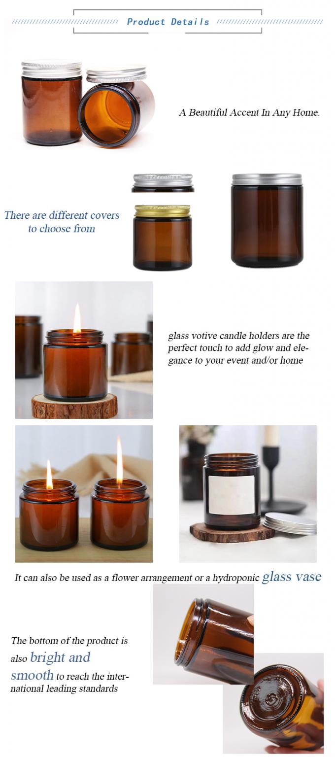 Envases para velas de vidrio de color ámbar negro mate 2