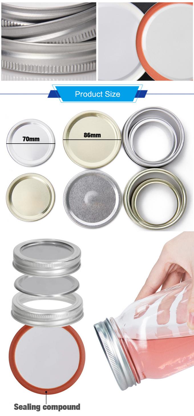 Precio de fábrica de metal regular de hojalata tapa de boca ancha para el frasco de vidrio Mason 2