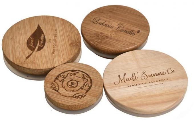 70 mm de latas Mason Jar Cup tapas de bambú natural de madera con agujero de paja 4