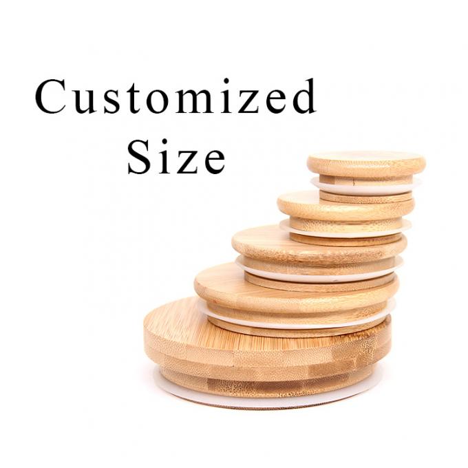70mm/86mm Capazos de masón amigables Reutilizables Caps de bambú Tops con agujero de paja 0