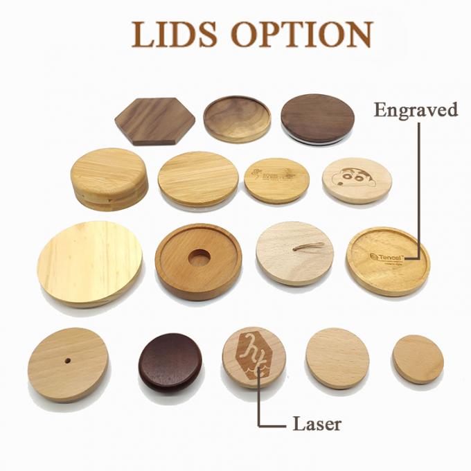 70mm/86mm Capazos de masón amigables Reutilizables Caps de bambú Tops con agujero de paja 1