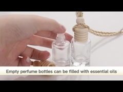 Botella de aire fresco de vidrio redondo plano de 8 ml con tapa de madera