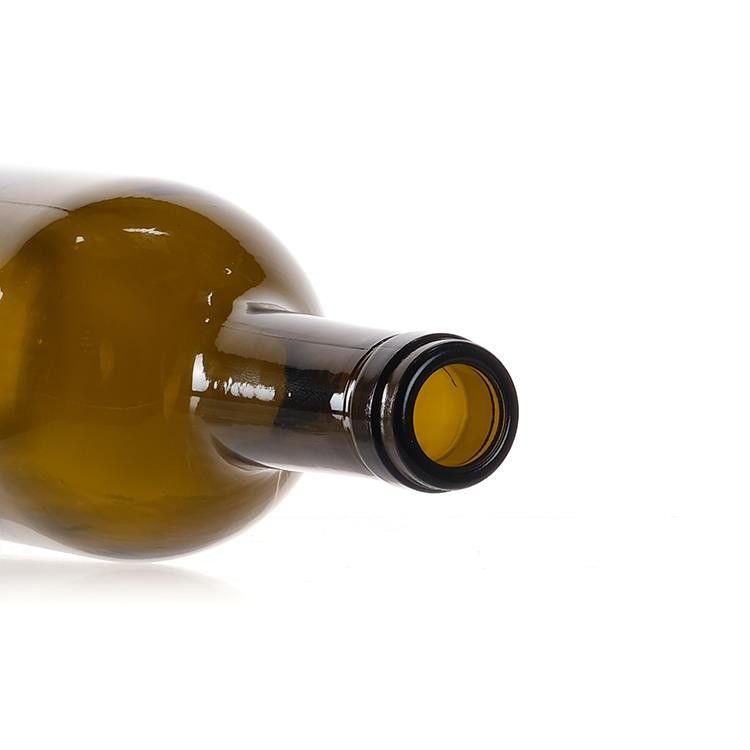 Botella redonda de vino de Bordeaux de vidrio de 750 ml con corcho de fondo plano