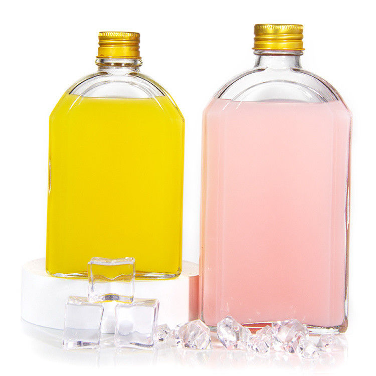 Botellas de jugo de vidrio herméticas de 8 oz Flasca plana para licor whisky kombucha
