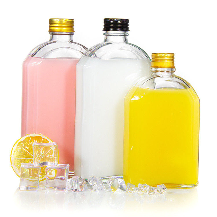 Botellas de jugo de vidrio herméticas de 8 oz Flasca plana para licor whisky kombucha