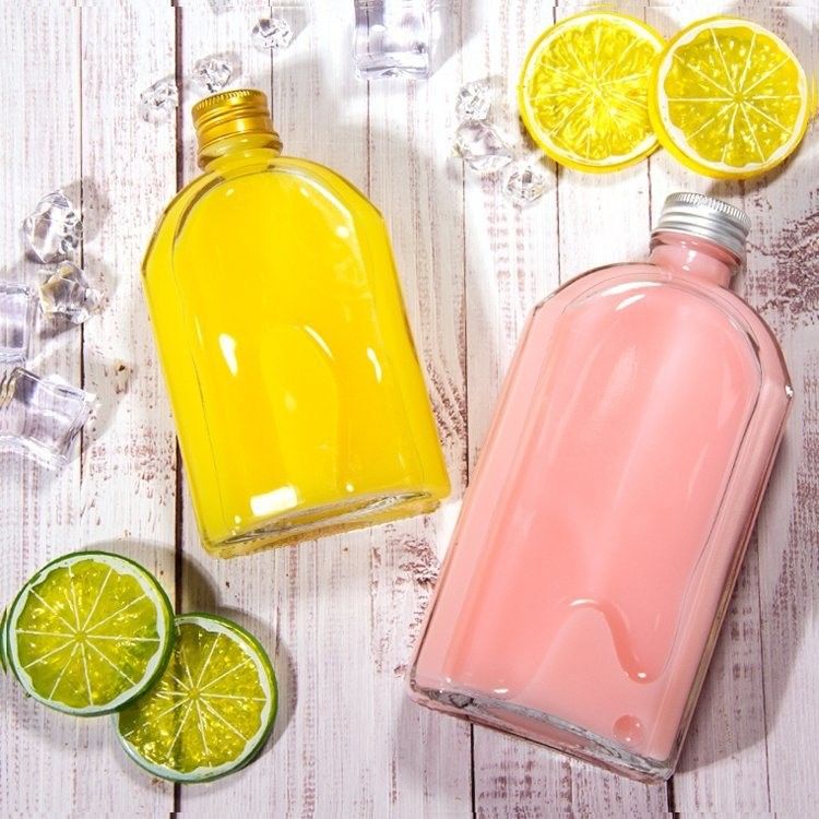 Botellas de jugo de vidrio herméticas de 8 oz Flasca plana para licor whisky kombucha