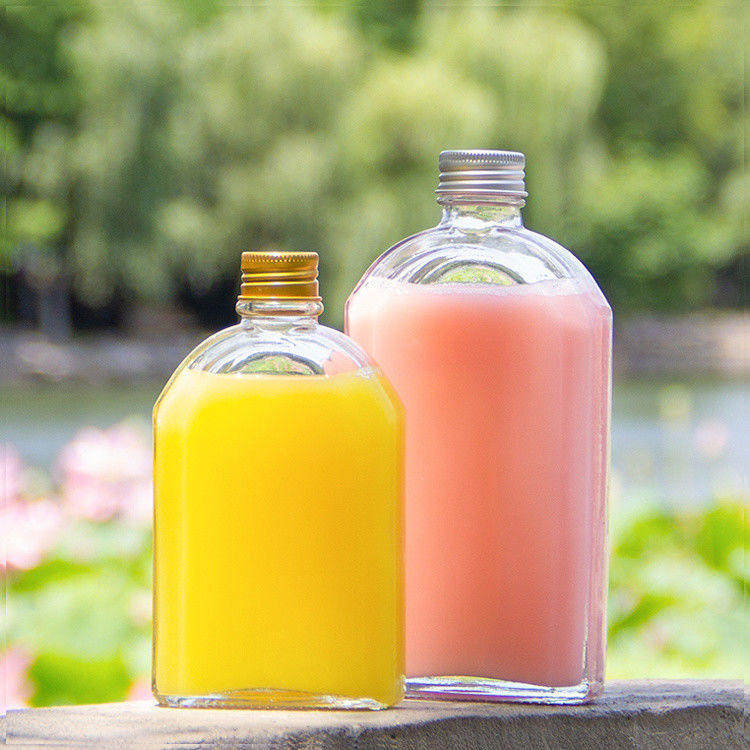 Botellas de jugo de vidrio herméticas de 8 oz Flasca plana para licor whisky kombucha
