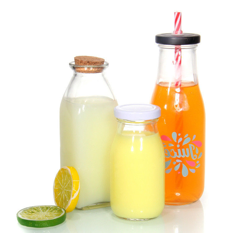 OEM 250 ml 500 ml 1000 ml 2 litros Botellas de vidrio de leche Jar Grado alimenticio forma redonda