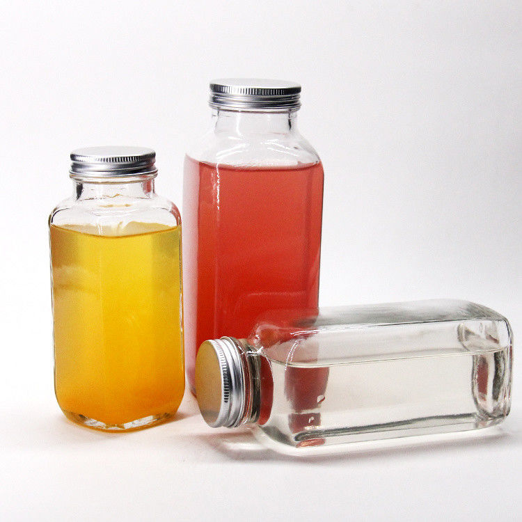 Botellas de jugo herméticas cuadradas francesas Botellas de vidrio para embalaje de jugo 8 oz 2 oz 16 oz