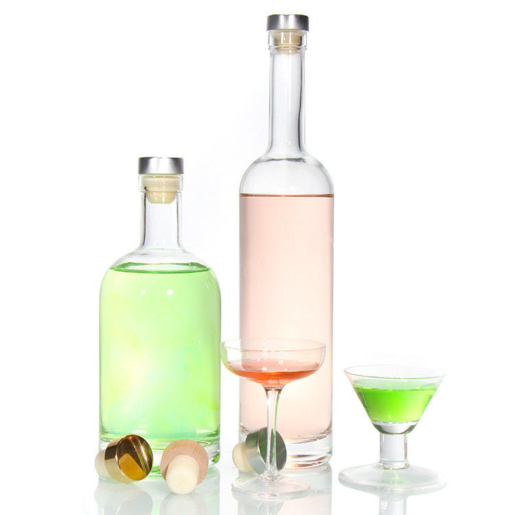 Precio barato750ml Flint botellas de licor de vidrio personalizado Impreso para cóctel whisky ron