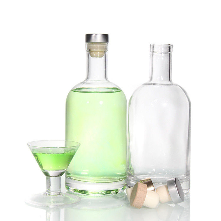 Precio barato750ml Flint botellas de licor de vidrio personalizado Impreso para cóctel whisky ron