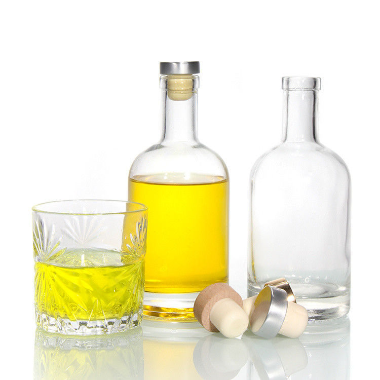 Precio barato750ml Flint botellas de licor de vidrio personalizado Impreso para cóctel whisky ron