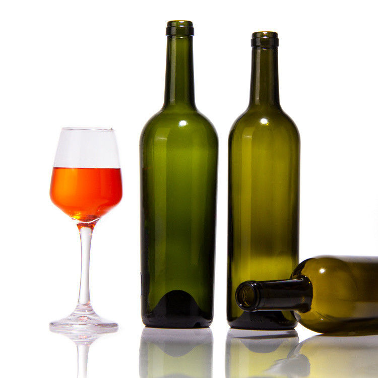 Fabricantes de lujo Botella de vino rojo de 375 ml 750 ml Botellas de vidrio vacías de color verde oscuro con tapas