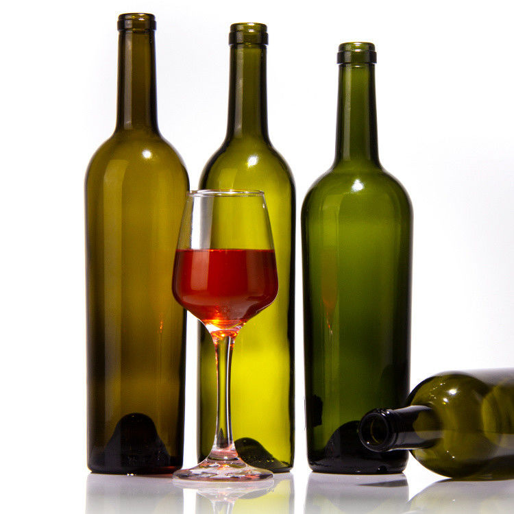 Fábrica vende botellas de vidrio verde oscuro y botella de vidrio de vino tinto con tapa hermética