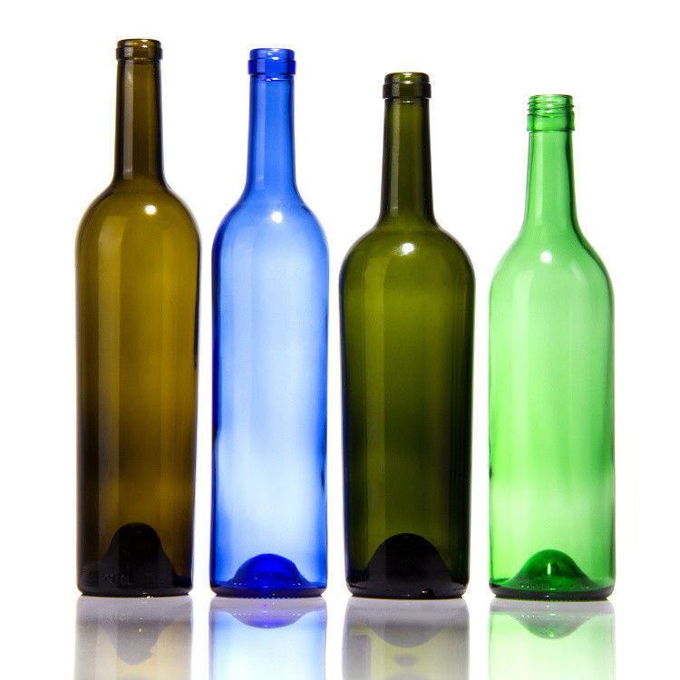 Botella de vino de vidrio de colores de ODM 500ml 700ml 750ml 1500ml