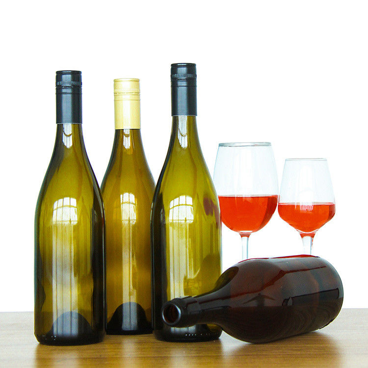 Botella de vidrio de vino de Burdeos de 750 ml vacía con tapa de corcho de madera