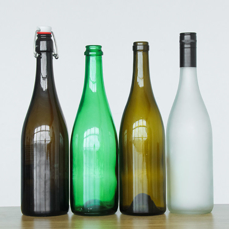Botella de vidrio de vino de Burdeos de 750 ml vacía con tapa de corcho de madera