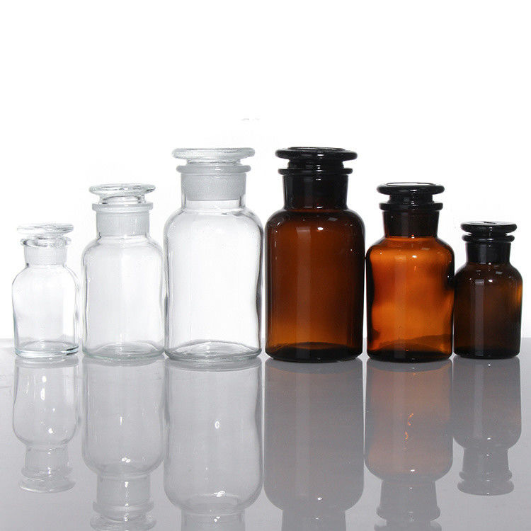 Botellas de vidrio ámbar de boca ancha para medicamentos para píldoras
