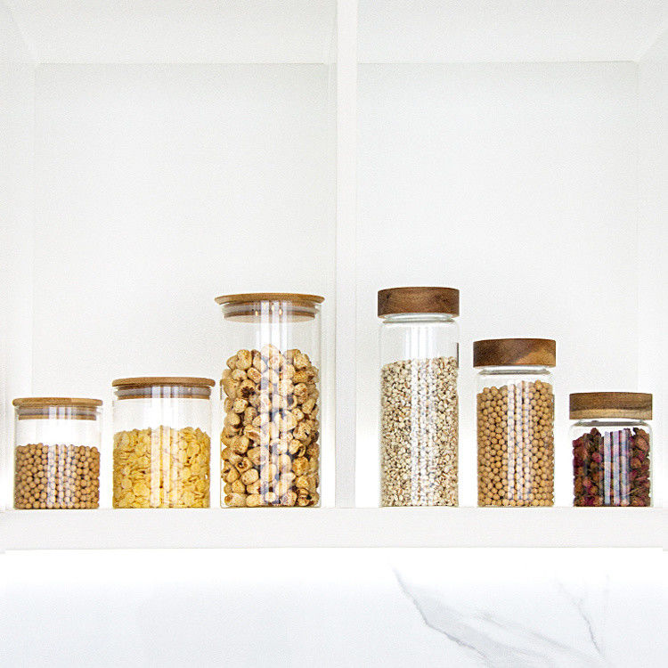 Almacenamiento de alimentos Jarrones de vidrio de alto borosilicato redondos para alimentos Jarrones herméticos para cocina