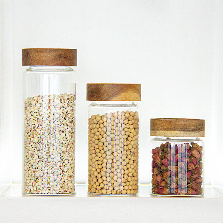 Almacenamiento de alimentos Jarrones de vidrio de alto borosilicato redondos para alimentos Jarrones herméticos para cocina