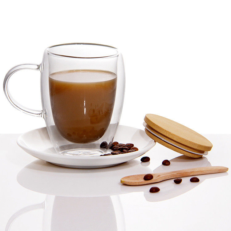 12 oz 16 oz copas de café con leche con doble pared de borosilicato copa de té de vidrio para barbacoa