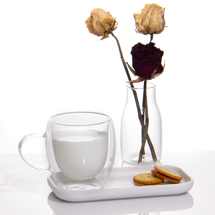 12 oz 16 oz copas de café con leche con doble pared de borosilicato copa de té de vidrio para barbacoa