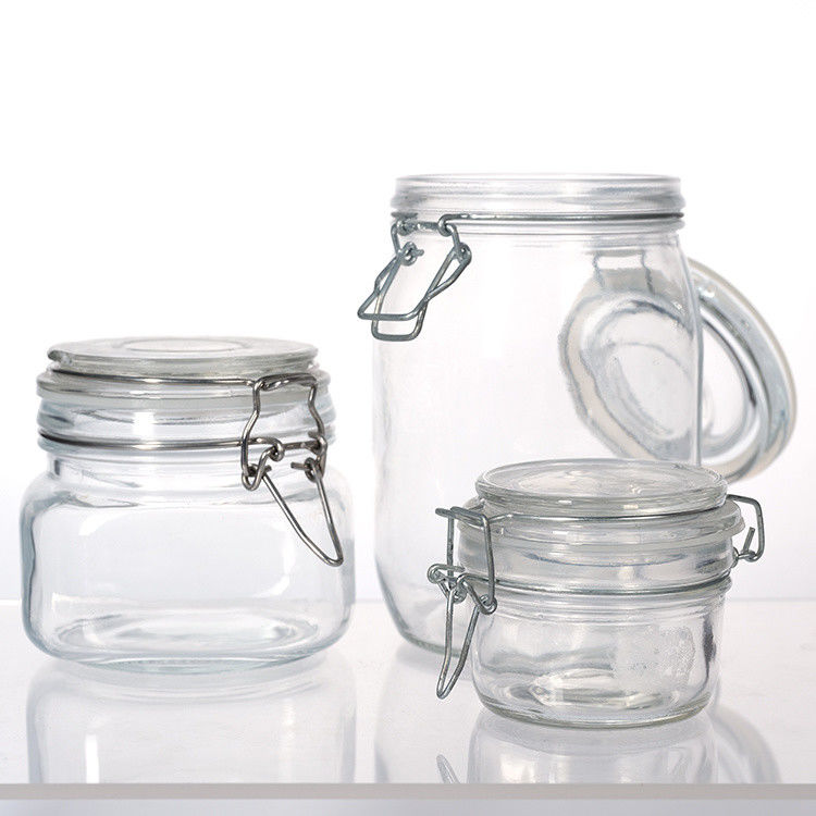 Jarrón de vidrio vacío de gran capacidad con tapa de clip 100 ml 200 ml