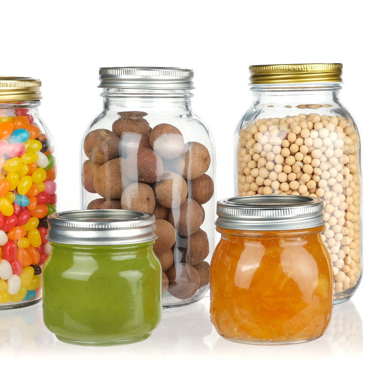 Jarrón de vidrio de forma redonda de bajo precio Jarrón de vidrio transparente Mason Jarrón con tapa de almacenamiento Jar de vidrio vacío