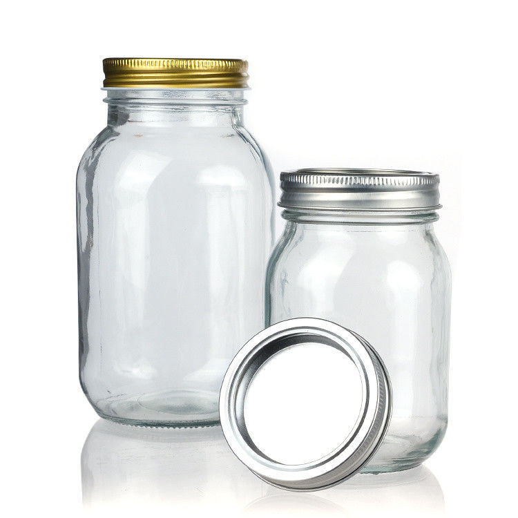 Jarrón de vidrio personalizado con boca ancha Jarrones de Mason 8 Oz 16 Oz Jarrón de vidrio