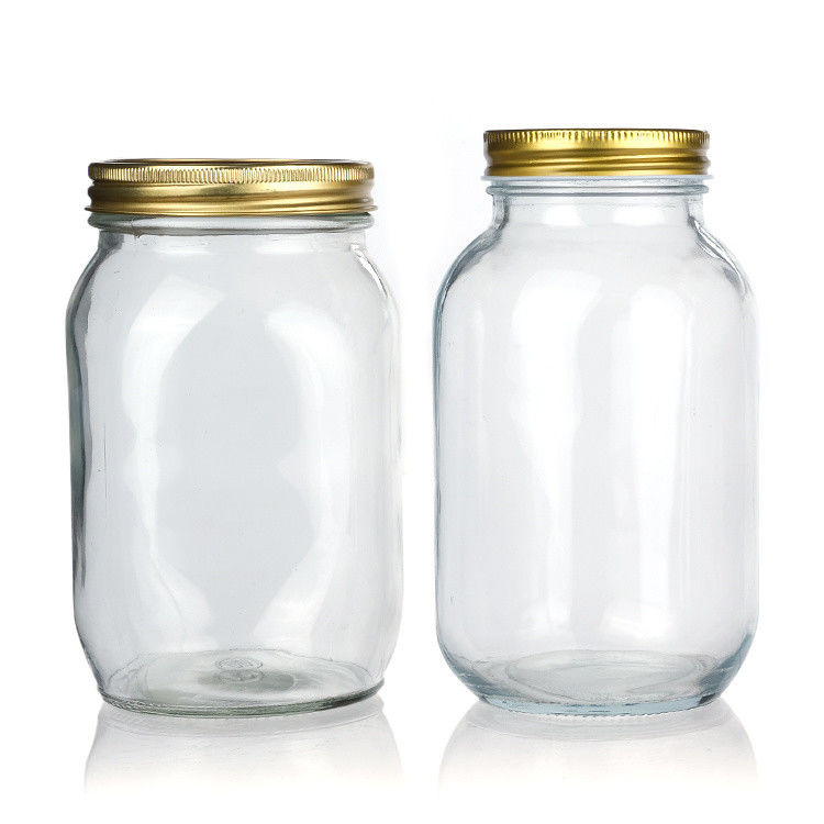 Jarrón de vidrio de lujo de 16 oz redondo con tapa de almacenamiento Jarrón de vidrio Mason